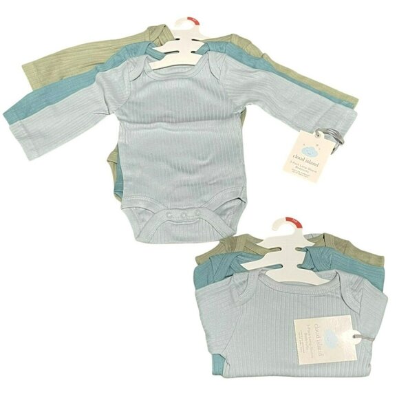 Cloud Island 6 Long Sleeve Baby Newborn Ribbed One Piece Bodysuit NWT - Picture 1 of 8